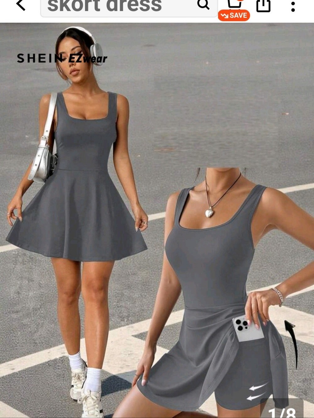 Fabletics Gray Sleeveless Skort Dress